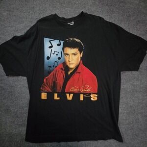 Elvis Presley Shirt Mens XL Black Portrait Graphic Tee‎ T-Shirt Music Rock